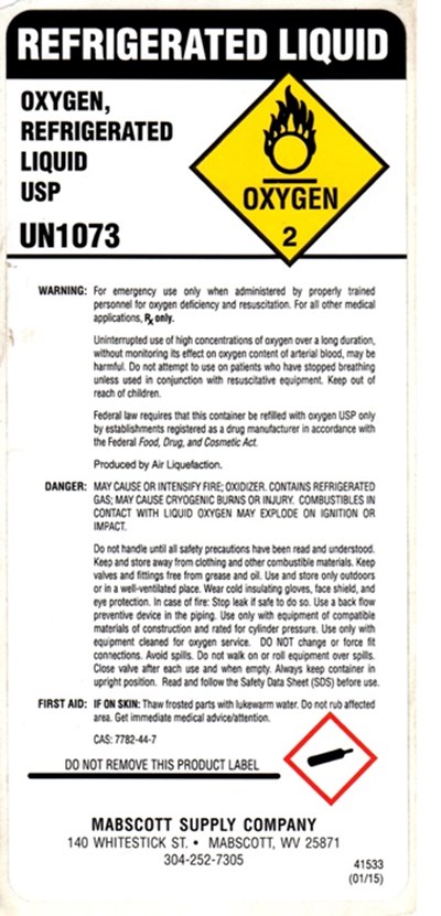 Liquid Label - Mabscott   Oxygen   LOX